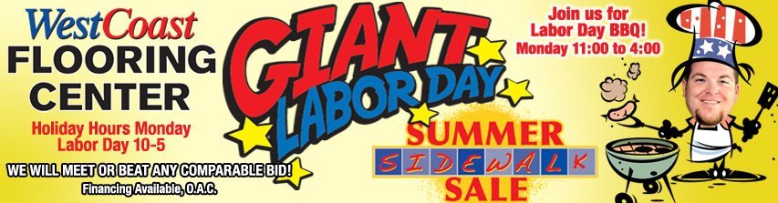Visit West Coast Flooring San Marcos for Labor Day Specials